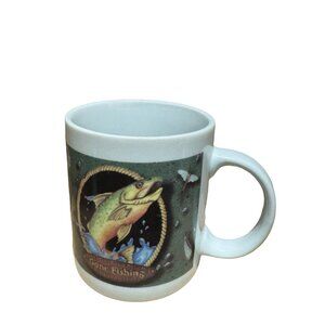 Vintage Stoneware Gone Fishing Coffee Mug
